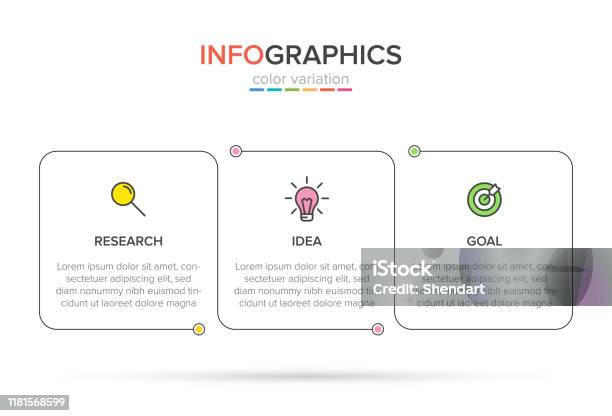 Concept Of Arrow Business Model With 3 Successive Steps Three Colorful Graphic Elements Timeline Design For Brochure Presentation Infographic Design Layout Stock Illustration - Download Image Now