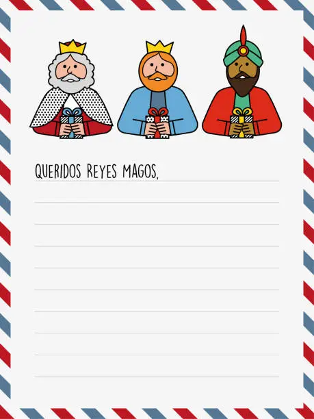 Vector illustration of The three kings of orient. Funny vectorized letter.