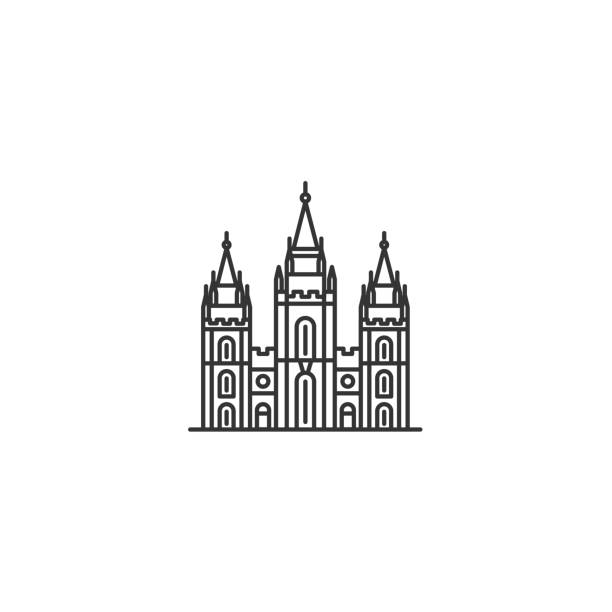 illustrazioni stock, clip art, cartoni animati e icone di tendenza di icona di salt lake temple. chiesa dei lds - salt lake city illustrations