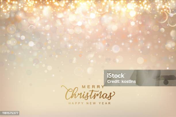 Christmas Shining Background Stock Illustration - Download Image Now - Backgrounds, Christmas, Gold Colored