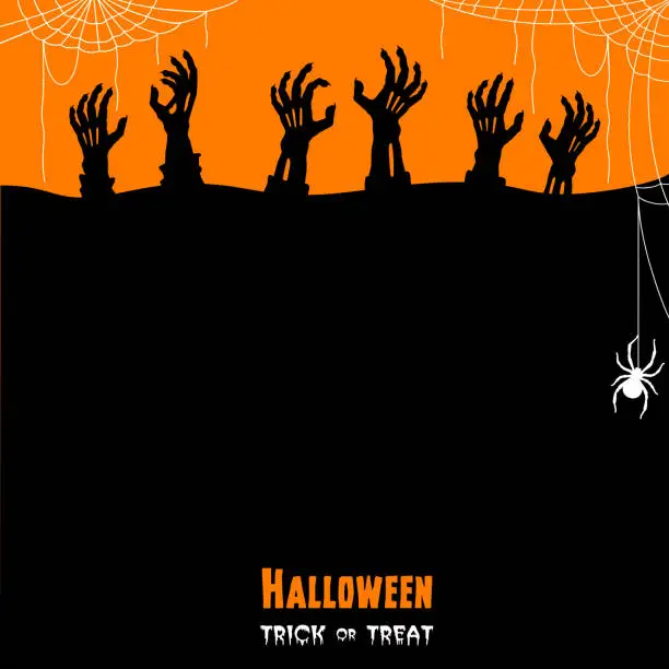 Vector illustration of Halloween Zombie Hands. Trick or treat.