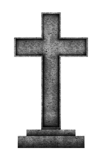 istock Big granite cross isolated on white background 1181582561
