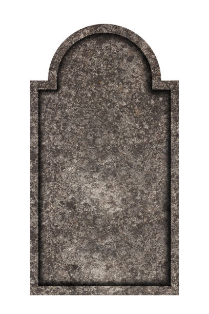 istock Decorated, oval granite tombstone on white background 1181582582