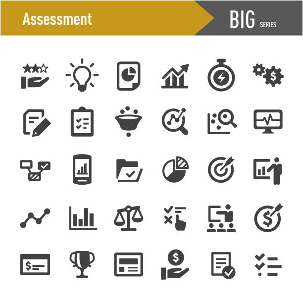 ilustraciones, imágenes clip art, dibujos animados e iconos de stock de iconos de evaluación - big series - empresa