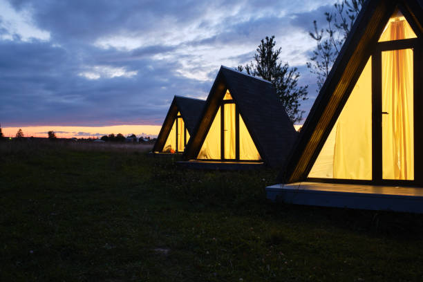 istock wigwams against the sunset sky. A hause 1181590314
