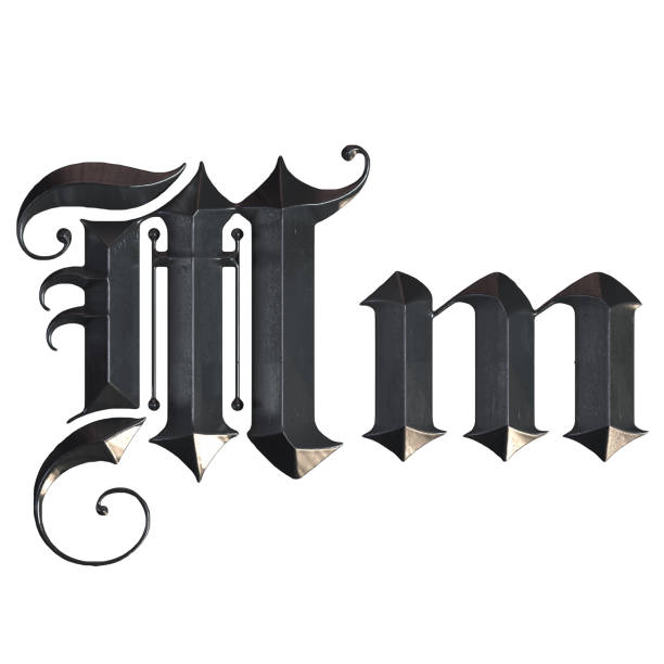 istock Elegant medieval gothic letter M. 3d rendering 1181593199