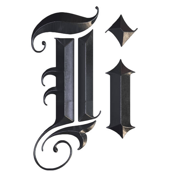 istock Elegant medieval gothic letter I. 3d rendering 1181593218