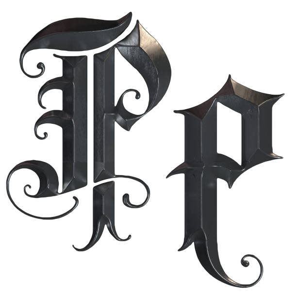 istock Elegant medieval gothic letter P. 3d rendering 1181593224