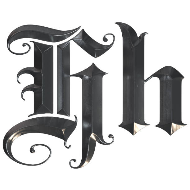 istock Elegant medieval gothic letter H. 3d rendering 1181593235