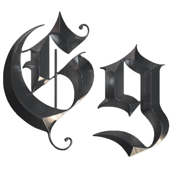 Elegant medieval gothic letter G. 3d rendering
