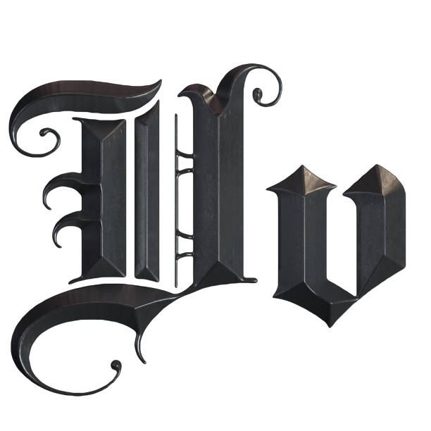 istock Elegant medieval gothic letter V. 3d rendering 1181593261