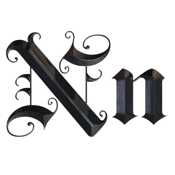 istock Elegant medieval gothic letter N. 3d rendering 1181593263