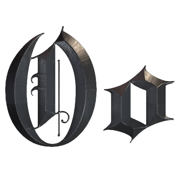 istock Elegant medieval gothic letter O. 3d rendering 1181593288