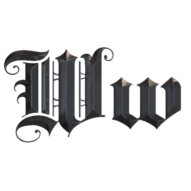 istock Elegant medieval gothic letter W. 3d rendering 1181593291