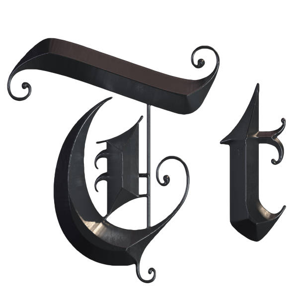 istock Elegant medieval gothic letter T. 3d rendering 1181593314