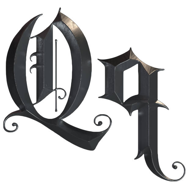 istock Elegant medieval gothic letter Q. 3d rendering 1181593365