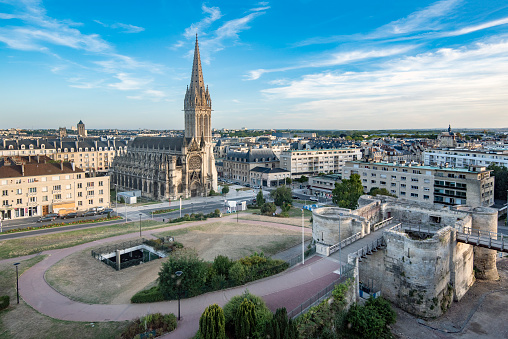 Views of the church of San Pedro and the Castle of Caen