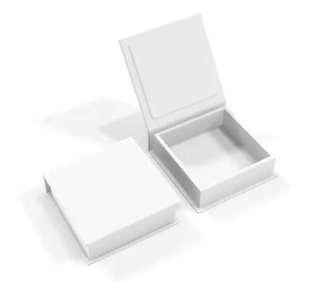 Photo of White blank cardboard box isolated on white background. Mock up template. 3d rendering