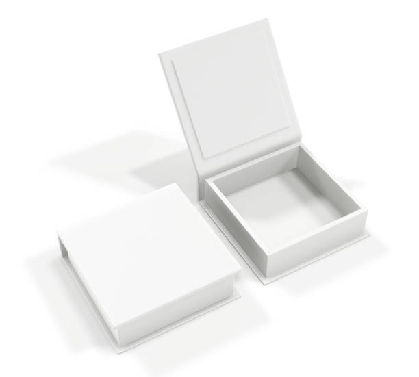 white blank cardboard box isolated on white background. mock up template. 3d rendering - magnetic storage imagens e fotografias de stock