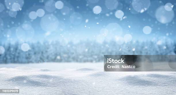 Empty Panoramic Winter Background Stock Photo - Download Image Now - Backgrounds, Snow, Winter