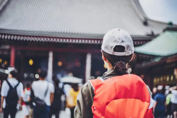 Woman traveling in Asakusa Tokyo