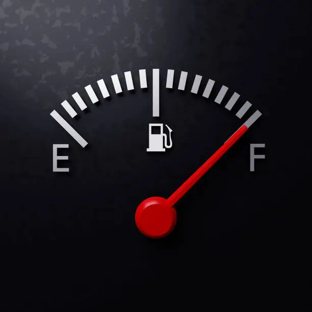 Photo of A closeup of a car fuel gauge. 3d render