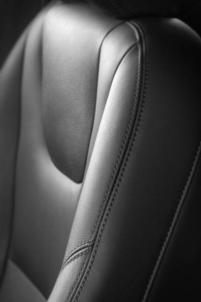 istock Car black leather seat with seam 1181603285
