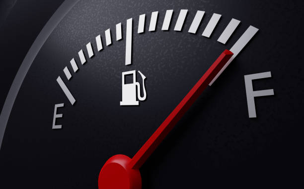 A closeup of a car fuel gauge. 3d render A closeup of a car fuel gauge. 3d render petrol tank stock pictures, royalty-free photos & images