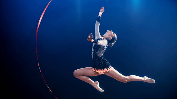 istock Gymnast performing with ribbon 1181603543