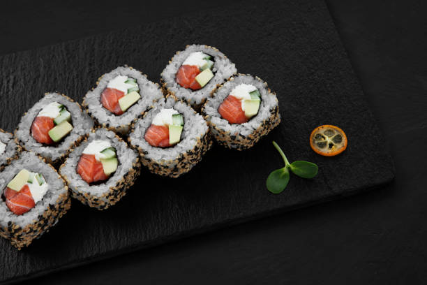 istock Sushi, rolls, fish dishes. Seafood delicacies 1181607529