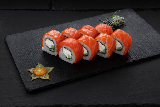 istock Sushi, rolls, fish dishes. Seafood delicacies 1181607547