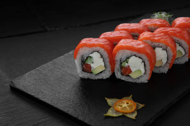 istock Sushi, rolls, fish dishes. Seafood delicacies 1181607565