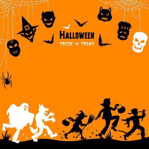 Halloween Trick Or Treaters Halloween Trick Or Treaters stage costume stock illustrations