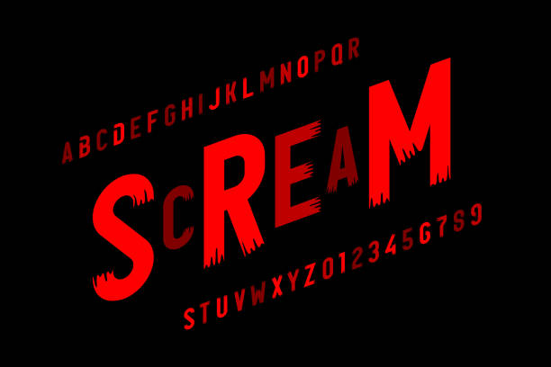 ilustrações de stock, clip art, desenhos animados e ícones de scream font in halloween style - holiday autumn season halloween