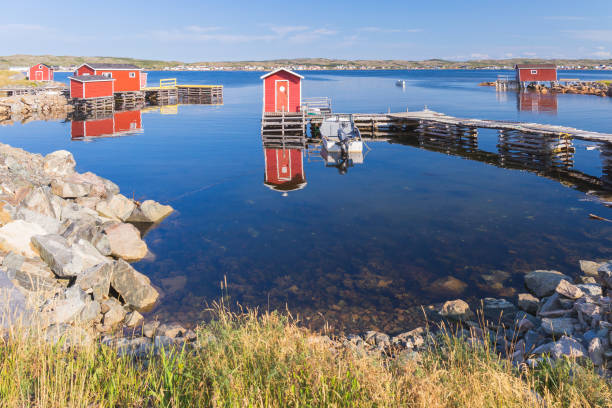 il villaggio di pescatori di joe batt's arm, fogo island, terranova e labrador, canada - newfoundland foto e immagini stock