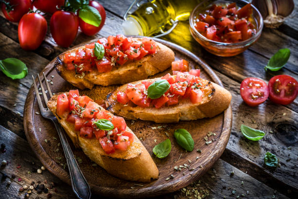 istock Homemade Italian bruschetta on rustic wooden table 1181611162