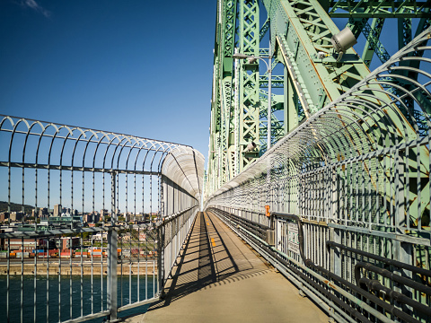 Footpath over the Jacques Cartier Bridge in Montreal