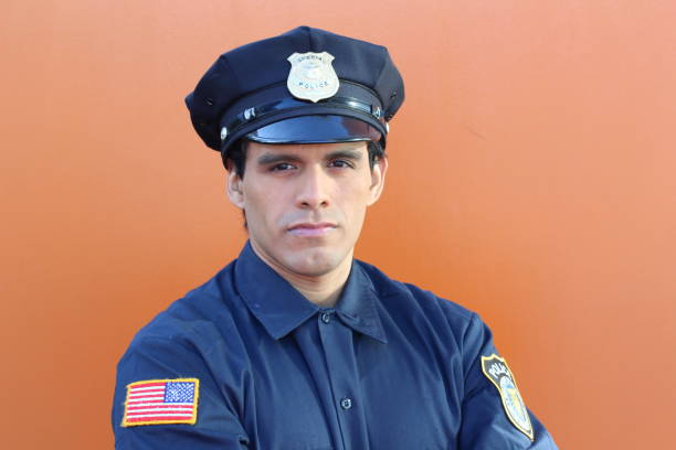 istock Ethnic American police officer with copy space 1181612727