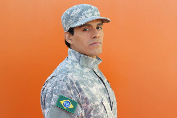 Brazilian army soldier with copy space.