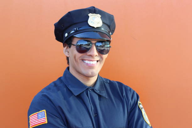 istock Ethnic American police officer with copy space 1181612757
