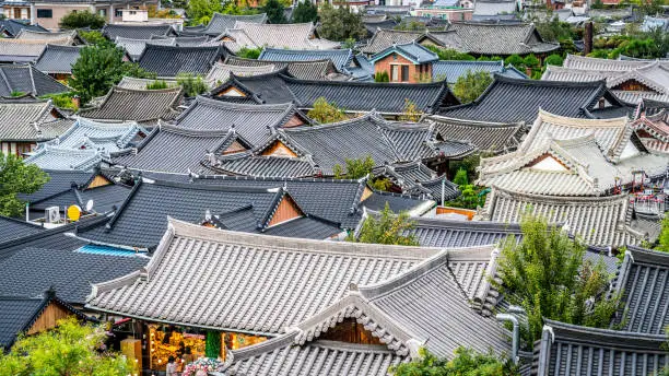 Jeonju Hanok Maeul village roofs in Jeonju-si South Korea