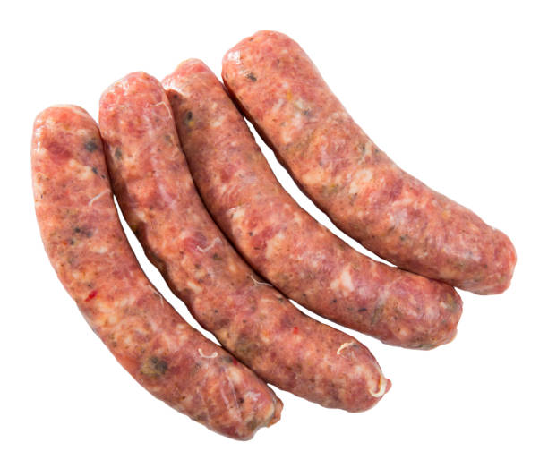 istock Appetizing uncooked meat sausages 1181621426