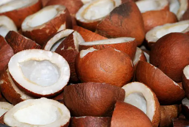 Photo of Dry coconut, Khopara for sale in market, Pune