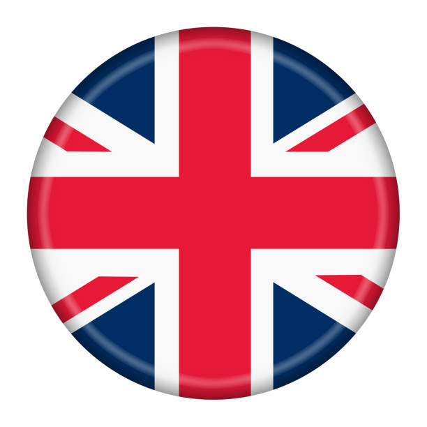 istock Button featuring the Union Flag or Union Jack when at sea of Great Britain isolated on a white background with clipping path 1181621854