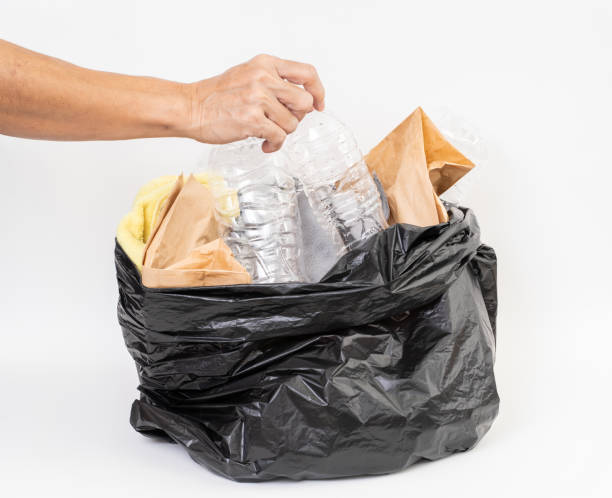 istock Trash bag with recycle garbage on white background 1181624387