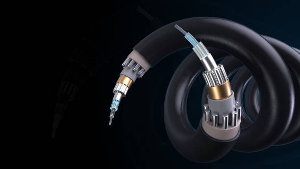 istock Concept of fiber optic internet cable with complex structure. 1181624533