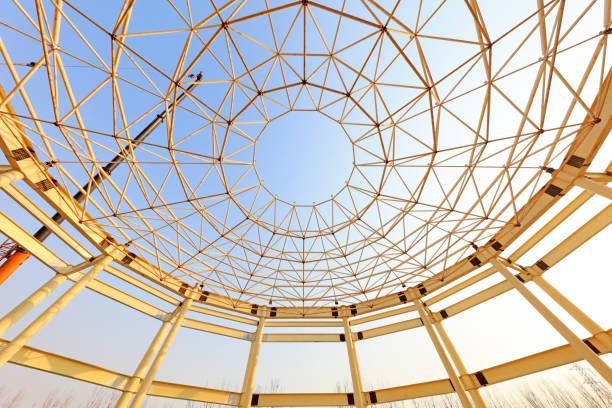 istock Curved steel constructed on a construction site 1181626219