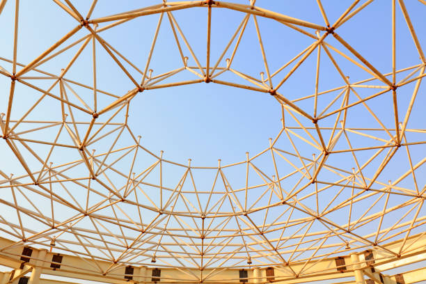 istock Curved steel constructed on a construction site 1181627057