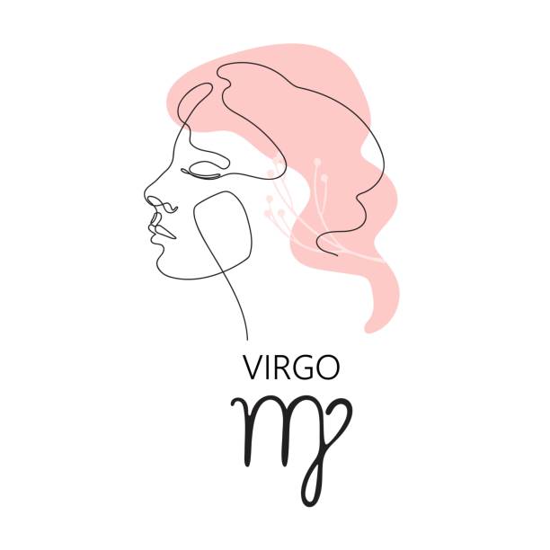znak zodiaku panny. symbol horoskopu astrologicznego. jedna linia. - virgo stock illustrations