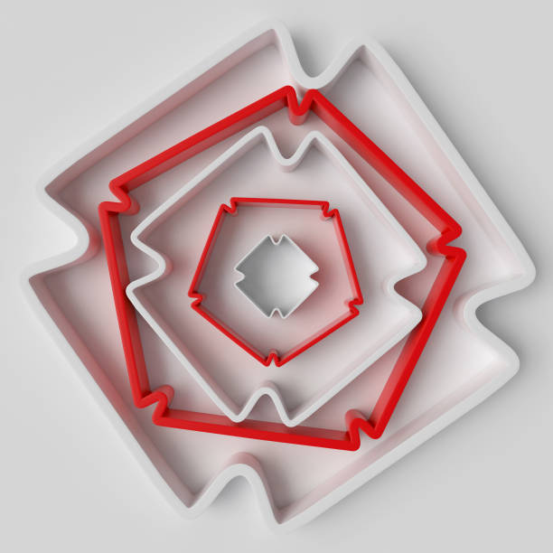 istock 3d rendering abstract background with repeat of deformed geometry shapes. Center oriented composition. 3d illustration. 1181628952